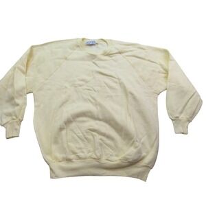 VIVAT womens Yellow Raglan Sleeve Crewneck Sweatshirt Size L 100% Cotton